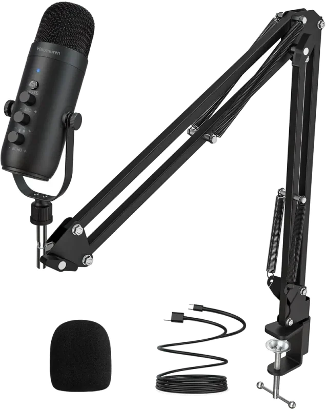 USB Microphone with Boom Arm in Black