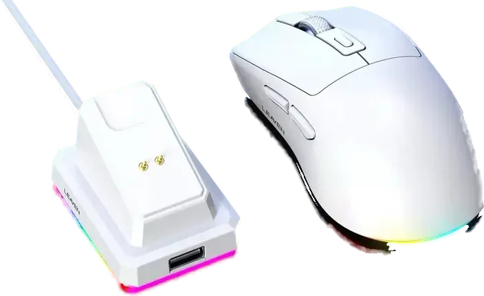 Wireless RGB Mouse with Dock in White